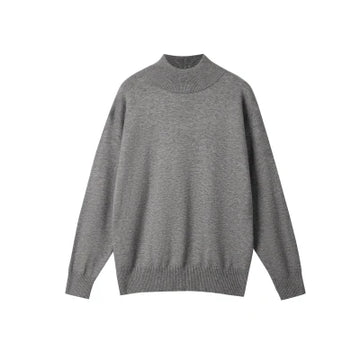 Men's Light Luxury Knit Mock Neck Sweater Autumn Winter Fashion Korean Long Sleeve Streetwear Leisure All-match Knitwear
